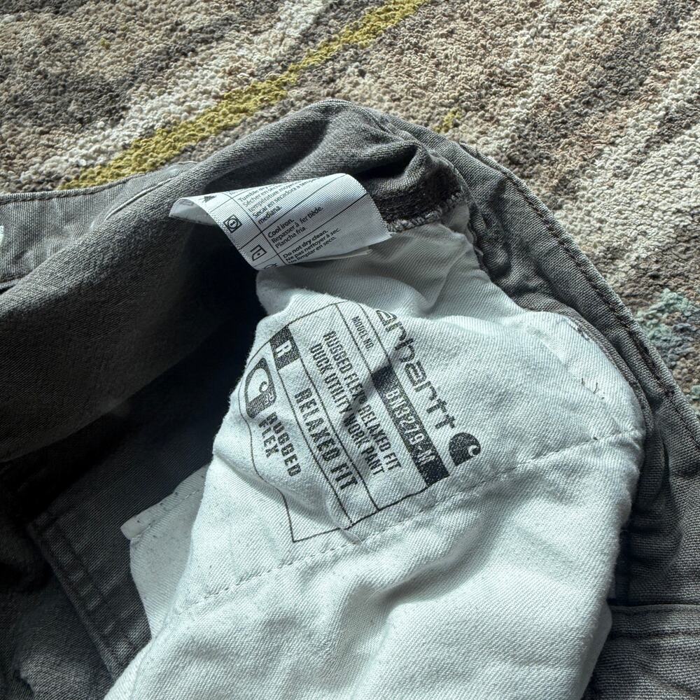 Men's Carhartt Gray Brown Rugged Flex Duck Utility Cargo Work Pants Sz 34 x 32 - Picture 3 of 9